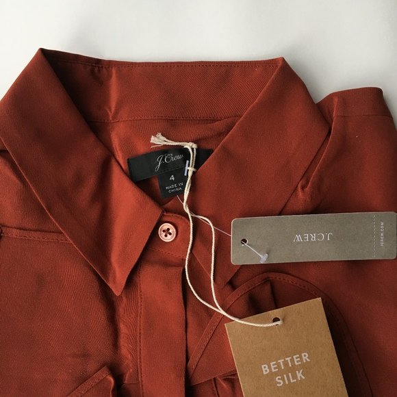 NWT!! J.Crew Collection Ruffle-front Blouse In dark Cinnamon Color Size 4 - Picture 2 of 2